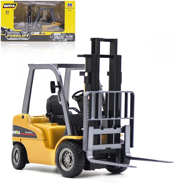 Dollox Die-cast Forklift Truck Toys 1/50 Scale Metal Engineering Vehicle Fork Truck High Detail Construction Vehicles Model Collection Forklift Decoration Toy Gift for Kids