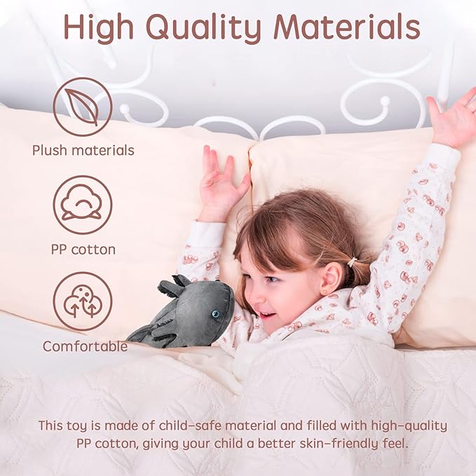 Tiny Heart Axolotl Plush, Axolotl Stuffed Animal, Lifelike Cute Grey Axolotl Plush Toy, Gifts for Kids, Girls for Gifts 20 Inches Long(Grey)
