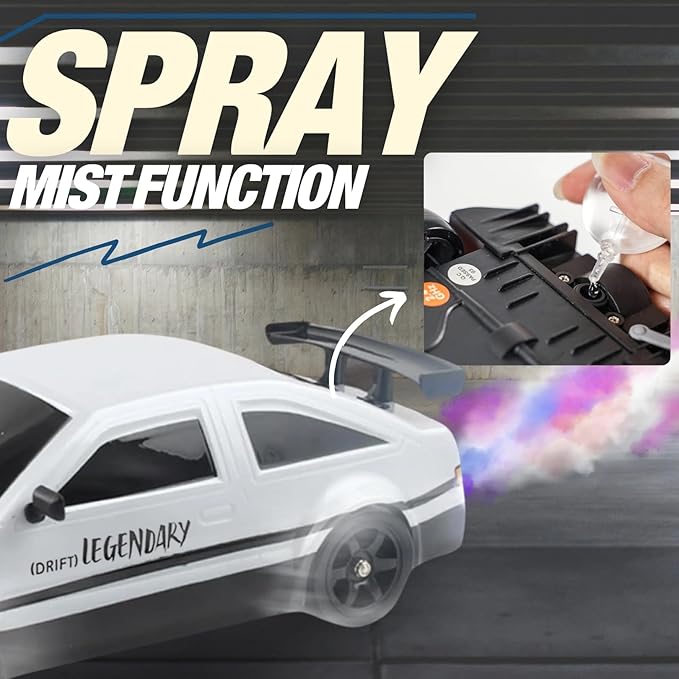 Liberty Imports RC Drift Car 1/16 2.4GHz 4WD Remote Control Sport Racing On-Road Vehicle with LED Light, Batteries and Drift Tires (White)