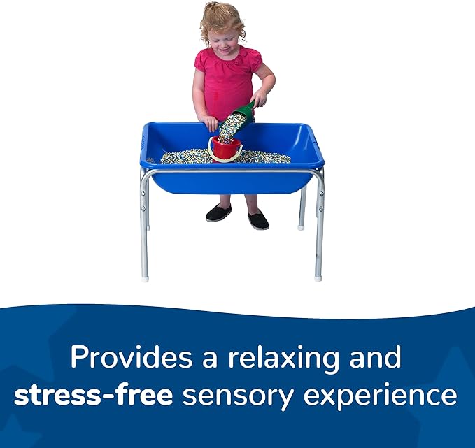 Children's Factory 18" Small Sensory Table, Sandbox with Lid, Water Table for Kids, Blue