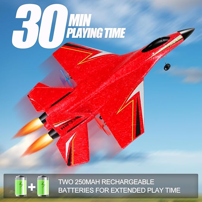 RC Plane for Kids Over 12 Years and Up,2CH Foam Remote Control Airplane Wireless Toys,Hobby RC Glider Aircraft Gifts for Beginners Boys Girls Adult Red