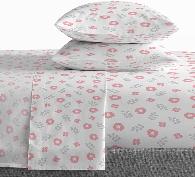Saturday Park Cutout Floral Full Sheet Set - 4 Piece 100% Organic Cotton Sheets - GOTS & Oeko-TEX Certified