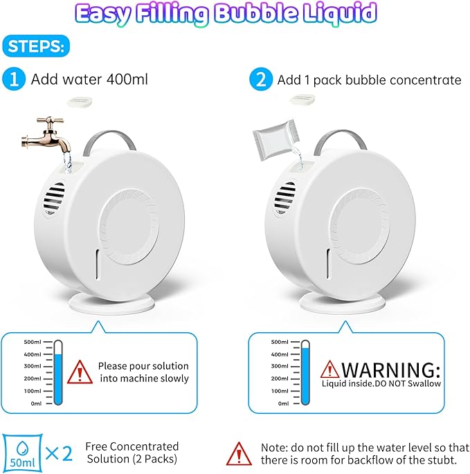 Bubble Machine for Kids Toddlers,90° 360° Auto Rotatable Portable Bubble Maker Toy for 3 4 5 Year Old, Automatic Bubble Blower with RGB Light Rechargeable, Outdoor Wedding Party Birthday Gifts