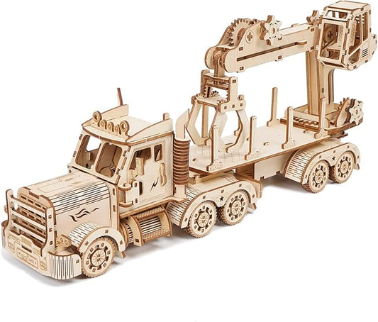 3D Wooden Puzzle for Adults, Wooden Mechanical Truck Crane Puzzles, DIY Model Building Kit Handicraft Wood Craft Hobbies Toy, Birthday for Hobbyist Teens Family Women Men, 428 Pieces