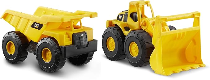 CAT Construction Toys, 2 Pack 10" Construction Fleet Toy Trucks with Articulated Parts, Fun and Durable for Indoor/Outdoor Use, Ages 2+