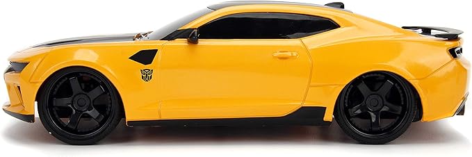JADA Toys Transformers The Last Knight Bumblebee 2016 Chevy Camaro RC Car, 1:16 Scale Remote Control Vehicle, Yellow & Black (30332)