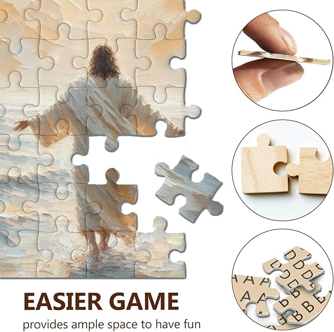 Christian Puzzles for Adults 1000 Pieces - Jesus Walking on Water - Wooden Religious Jesus Puzzles Christian Gifts for Women Men Kids