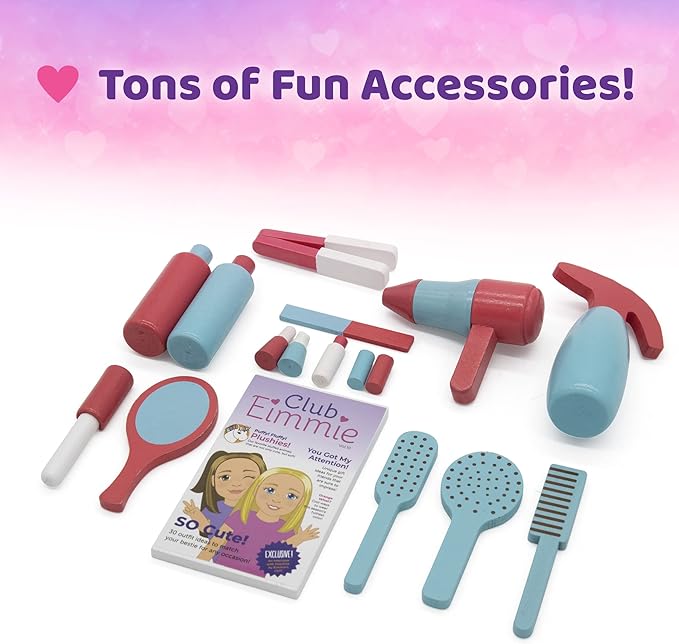 Playtime by Eimmie 18 Inch Doll Furniture Salon & Nail Set – Wooden Playset with Hair Styling Accessories, Fits American, Generation, My Life & Similar 14”-18” Dolls