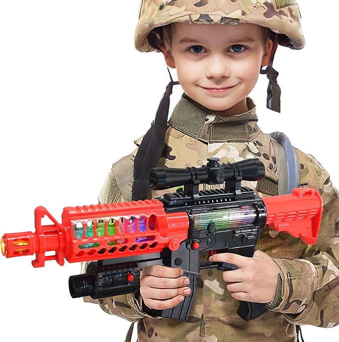 ArtCreativity Toy Rifle Vibrating Toy Guns for Boys, 13.25 Inch Light Up Fake Gun with Sounds, Immersive Vibration, and Batteries Included, Military Toy Machine Gun, Toy Guns for Boys 8-12
