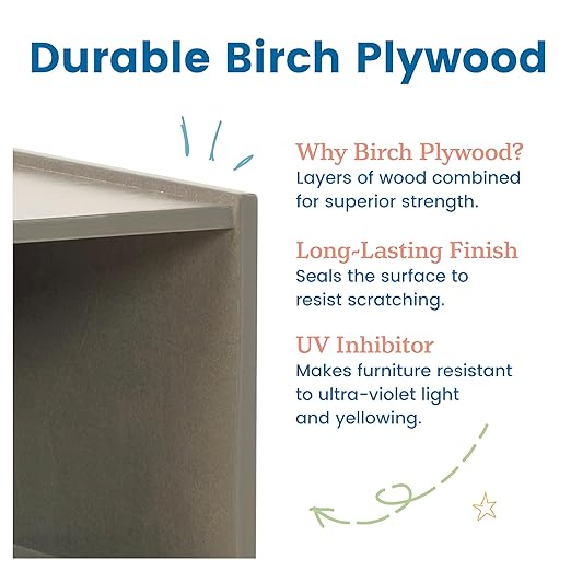 ECR4Kids Play Kitchen Storage Cupboard, Wooden Playset, Grey Wash