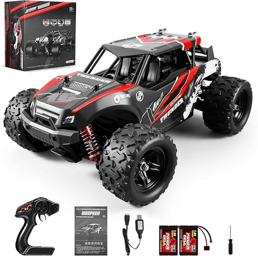 1:18 Scale RC Cars, 36 KM/H High Speed, 2.4 GHz Remote Control and 2 Rechargeable Batteries，4 Shock Absorbers, for Xmas (Red)