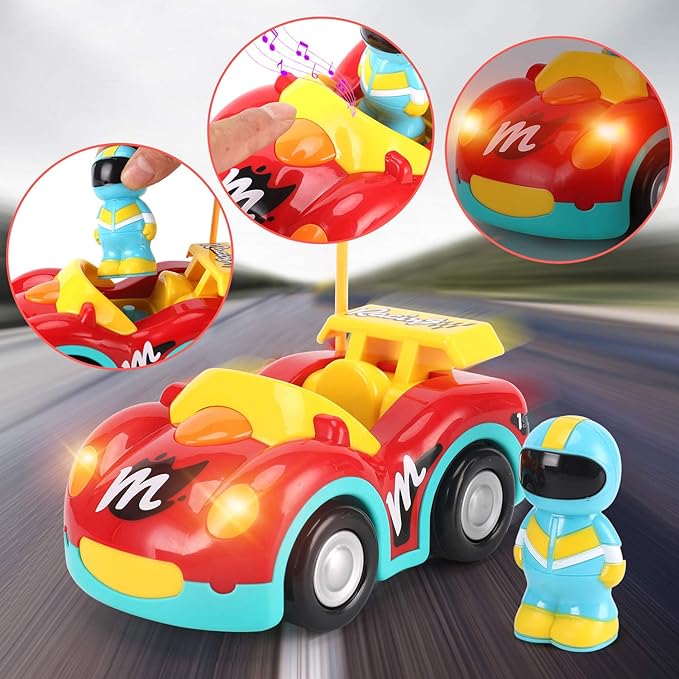 Liberty Imports My First Cartoon RC Remote Control Cars for Toddlers Ages 1-3, Radio Control Toy for Baby, Kids 18 Months+ (2 Pack)