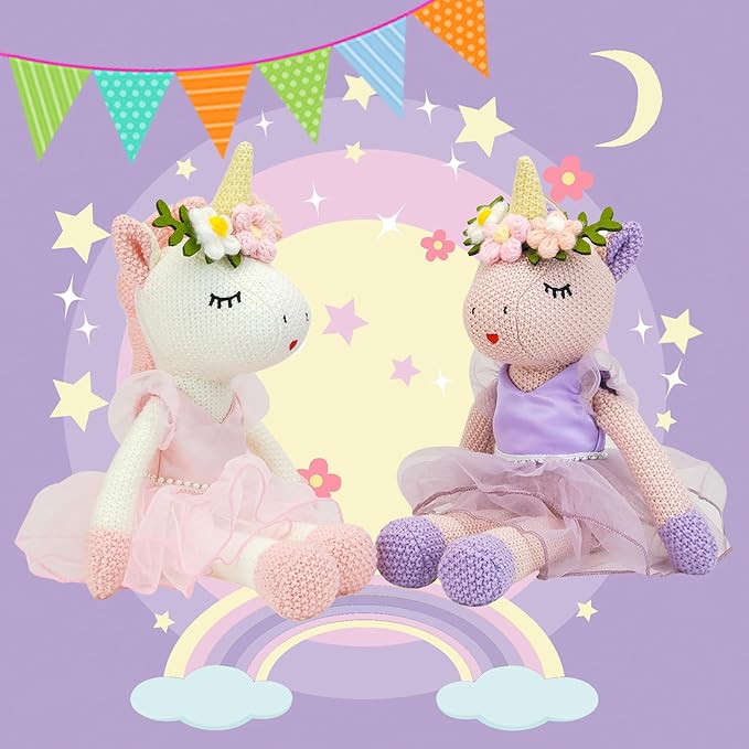 Unicorn Stuffed Animals Plush Ballerina Baby Doll, U nicorn Toys for Girl Age 4-6, Stuffed Animals for Girl 4 Year Old Girls Birthday Gifts U nicorn Decorations for Girls Toys 4-5(Pink)