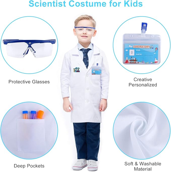 INNOCHEER Kids Science Experiment Kit with Lab Coat Scientist Costume Dress Up and Role Play Toys Gift for Boys Girls Kids Age 6+ Christmas Birthday Party