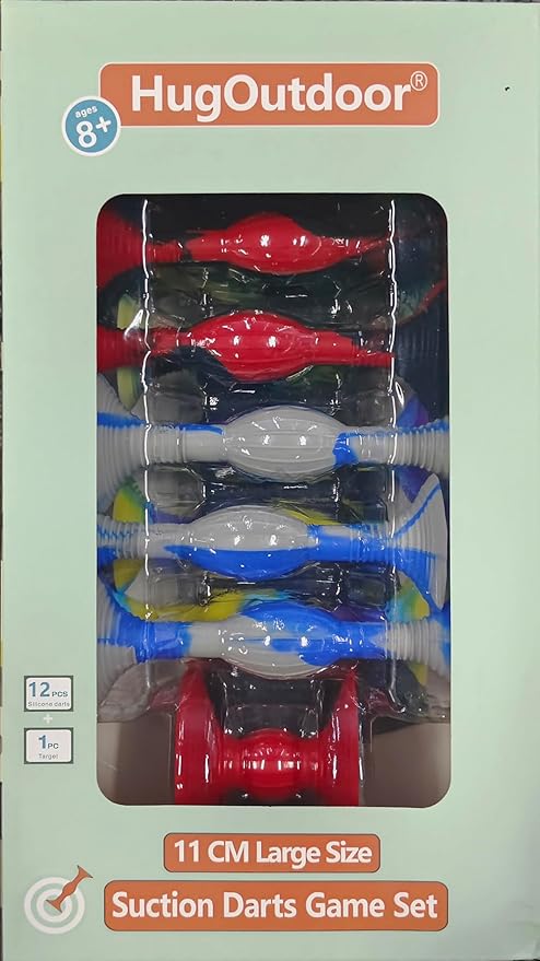 HugOutdoor 4.3 "Large Size 12Pcs 4 Colour Suction Cup Dart Silicone Sucker Soft Darts Kids Sticky Toys Indoor Outdoor Sports Throwing Games