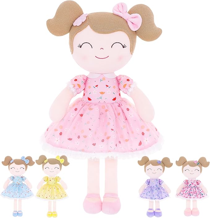 Gloveleya Baby Girl Gift Soft First Baby Doll Plush Doll Floral Pink 16"