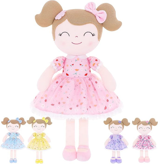 Gloveleya Baby Girl Gift Soft First Baby Doll Plush Doll Floral Pink 16"