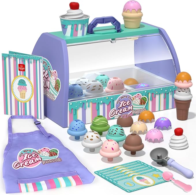 Lehoo Castle Ice Cream Toys for Toddlers 3-5, Toys for 3 4 Year Old Girls, Play Ice Cream Counter Shop Playset for Kids, Gift for Girls Boys 3 4 5 6 Year Old