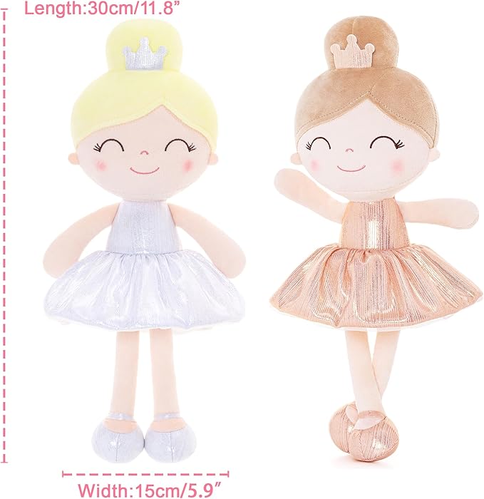 Gloveleya Baby Girl Gifts Baby Dolls Soft Doll Glitter Fish Scale Skirt Girl White 12inches