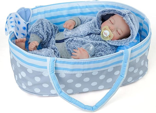 BABESIDE Lifelike Reborn Baby Dolls Boys - 17-Inch Soft Body Realistic-Newborn Baby Full Body Vinyl Anatomically Correct Real Life Baby Dolls with Basket & Rabbit Doll for 3+ Year Old Kids