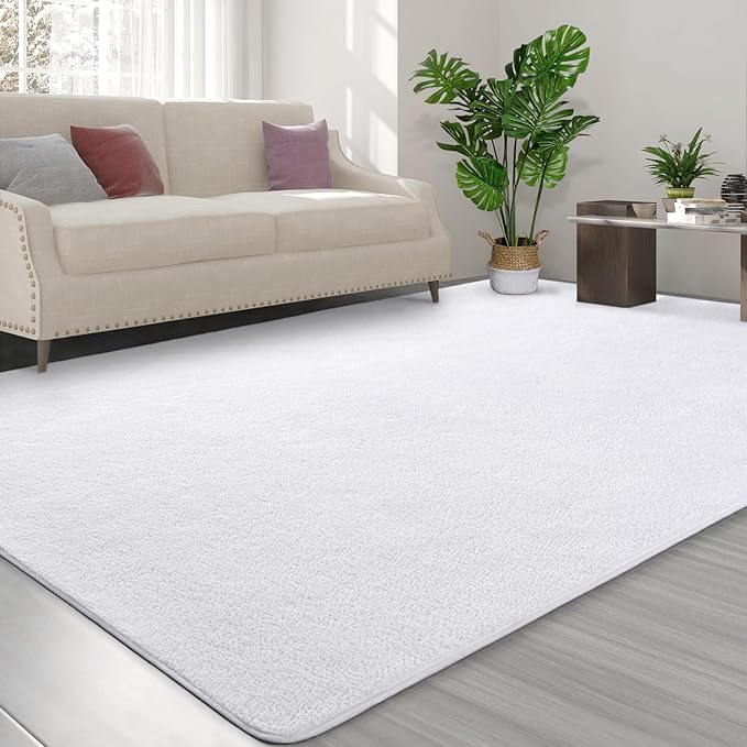 FlyDOIT Area Rugs for Bedroom Living Room, 5x8 White Super Soft Comfy Thickened Memory-Foam Indoor Carpets, Modern Aesthetic Minimalist Carpet for Boys Girls Adults Apartment Nursery Home Décor