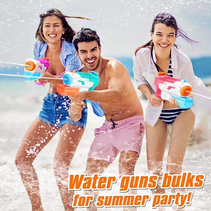 600cc Water Gun for Kids Adults：6 Pack Squirt Blasters Super Water Gun Soaker with Long Range High Capacity for Boys Girls Summer Swimming Pool Beach Outdoor Water Fighting Play Toys Party Favors