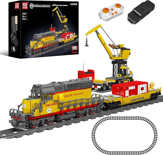 Mould King 12027 Train Building Block Kit, EMD SD40-2 Diesel Locomotive Rail Train with Motor, Remote Controlled Train Set for Kids/Adult Collections Enthusiasts(1170 Pieces)