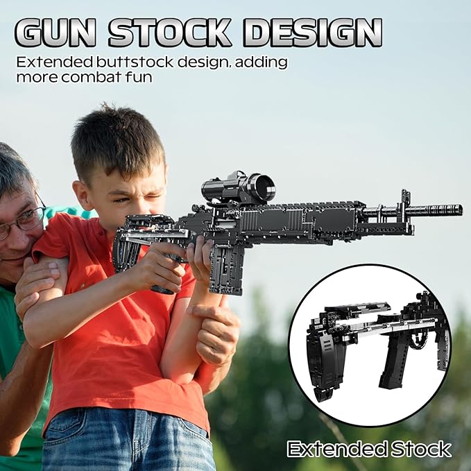 Sosuy Building Block Gun Sets, MK14 DIY Shootable Sniper Model Guns Army Toys for Adult Teen Boys,Birthday for Men Kids Age 8+,Realistic Bricks Collection for Military Fan 1468PCS