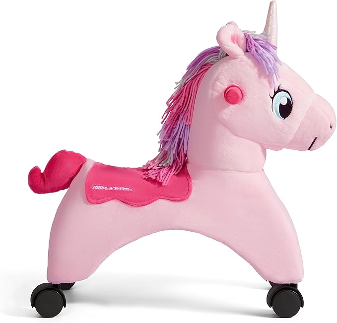 Radio Flyer Shimmer The Magical Unicorn with Interactive Lights and Sounds, Ride On Toy for Toddlers Ages 1-3, Pink Unicorn Toy for Kids
