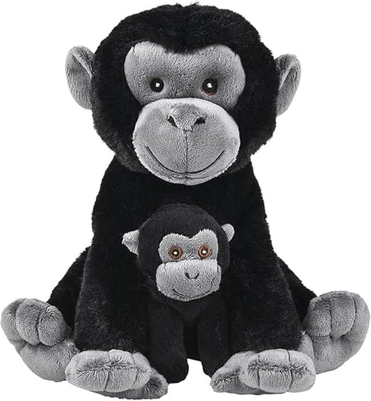 Mom and Baby Stuffed Animals for Boys & Girls, Safari Baby Shower Decorations, Nursery Decor, Zoo Animals for Toddlers, Quality Realistic Toys for Kids, Cute, Soft, Huggable, Squeezable (9.5" Gorilla)