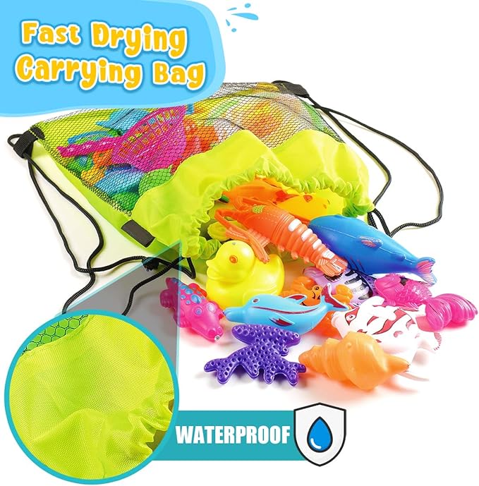 Goody King Magnetic Fishing Game Pool Toys for Kids - Bath Outdoor Indoor Carnival Party Water Table Toys Fish for Kids Age 3 4 5 6 Years Old 2 Players Gift (Large)