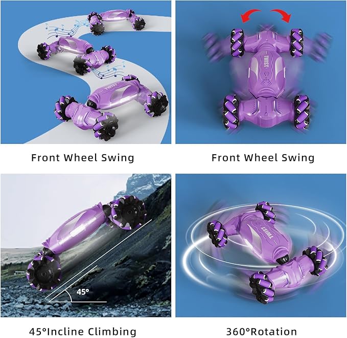 Gesture Sensing RC Stunt Car - Hand Controlled Remote Control Car 4WD Offroad 360° Rotation with Light Music, RC Drift Car Toys for 6-12 Year Boys, Cool Birthday Gifts for Kids