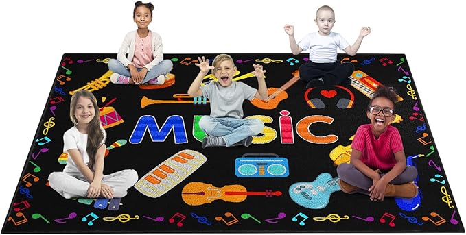 Classroom Rug Carpet 6'5"x8'5" Music Seating Learning Rug Elementary Area Carpet Non Slip Washable Soft Classroom Playmat for Preschool, Nursery, Playroom