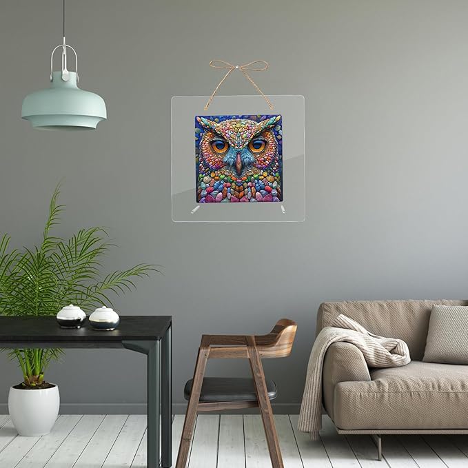 Wooden Jigsaw Puzzle for Adults and Kids Unique Shape Wood Colorful Beautiful Box Fun Challenge Brain Health Family Game Creative Gift for Friends Rompecabezas Madera(Stone Owl 200pcs)