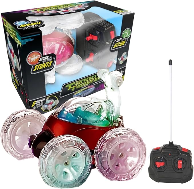 Mindscope Turbo Twisters RED 27 MHz Bright LED Light Up Stunt RC Remote Control Vehicle