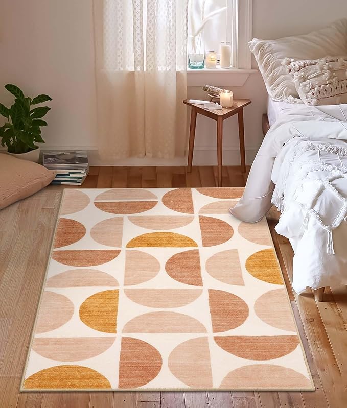 Lahome Boho Rug - 3x5 Washbale Rugs for Bedroom Office Dorm, Bohemian Non-Slip Soft Classroom Rug Girls Ultra-Thin Geometric Small Carpet for Living Room Entryway Kitchen Playroom, Multi