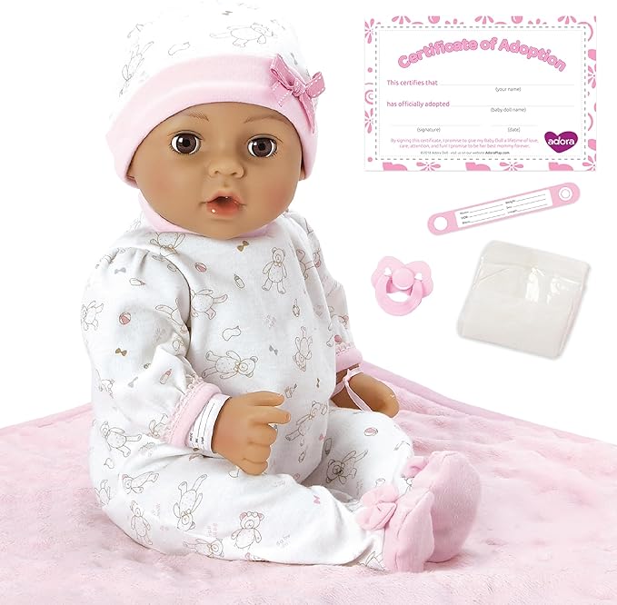 Adora 16 Inch Girl Baby Doll with Accessories Matching 9-Piece Set Including a Pacifier, Hospital, Bracelet, Diaper, and More Gift for Toddlers Ages 3+ Adoption Babies Collection - Precious