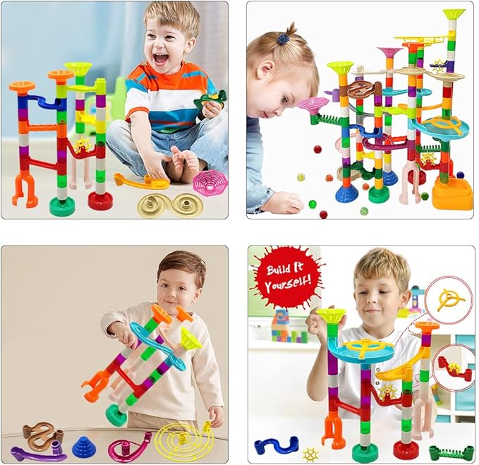 Marble Run for Kids Ages 3-4 5-8 150pcs Sturdy Building Toys Kids Games Marbles Run Track Amazing Fun Boys Girls Gifts (Standard)