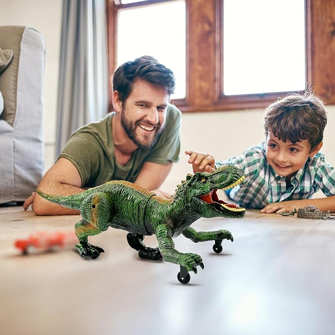 Remote Control Dinosaur for Boys 4-7, Robot Dinosaur Toys for Kids 5-7, rc Dinosaur with Realistic Legs & Spray Stream,Remote Dinosaur Toys for Kids3 4 5 6 7 Year Old boy Birthday Gift (Green)
