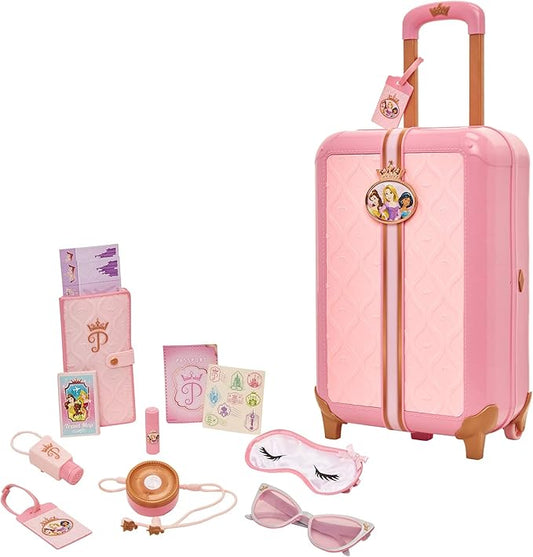 Disney Princess Travel Suitcase Play Set for Girls with Luggage Tag by Style Collection, 17 Pretend Play Accessoriespiece Including Travel Passport! for Ages 3+