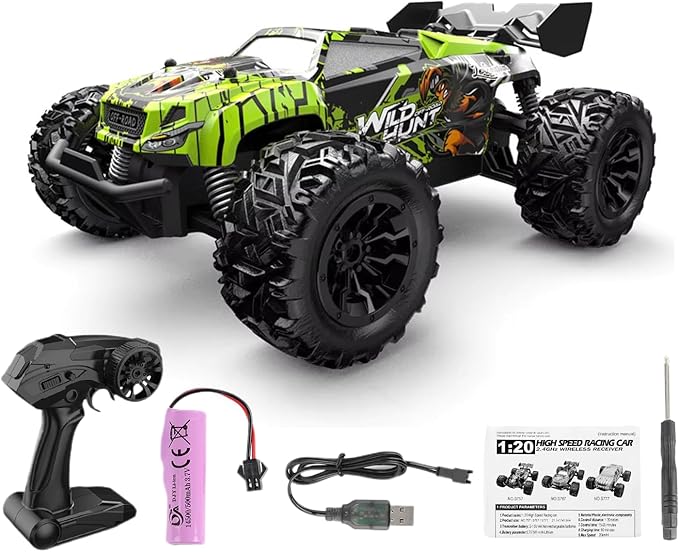 RC Car, 1:20 Scale High-Speed Off-Road Monster Truck, 4WD 20 KM/H, 2.4GHz Remote Control, Rechargeable