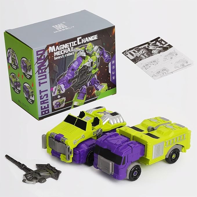 MIEBELY Toddler Robot Vehicles Set - 4Pcs Transforming Robots Toys for Kids - Magnetic Toys with Sturdy Connectors, Easy DIY Assembly Function - 4-in-1 Educational STEM for 3 4 5 6 Year Old Boys