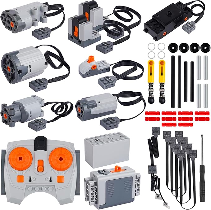 40pcs Power Function Motor Set for Lego Technic - Unleash Creativity with M, L, XL, Servo, Train Motors, Remote Control, Battery Boxes, Receivers, Light Cable, Switch, Extension Wires