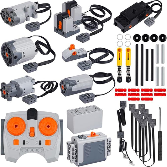 40pcs Power Function Motor Set for Lego Technic - Unleash Creativity with M, L, XL, Servo, Train Motors, Remote Control, Battery Boxes, Receivers, Light Cable, Switch, Extension Wires