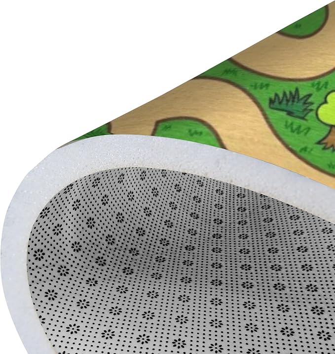 Kids Rug, Cartoon Maze Playmat Rugs - 5x7 Ft Kids Carpet with Rubber Backing, Forest Trees Animal Plant Theme Play Mat Nursery Rugs for Children Bedroom Playroom