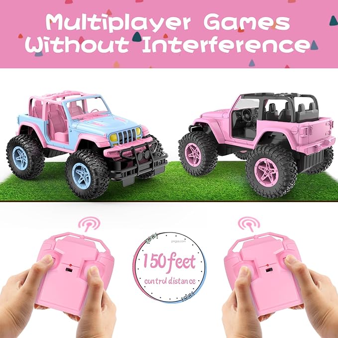 NQD Remote Control Car for Kids 1:16 Scale 80 Min Play 2.4Ghz Off Road RC Trucks with Stickers Toy Car Gift for Girls 3 4 5 6 Year Old