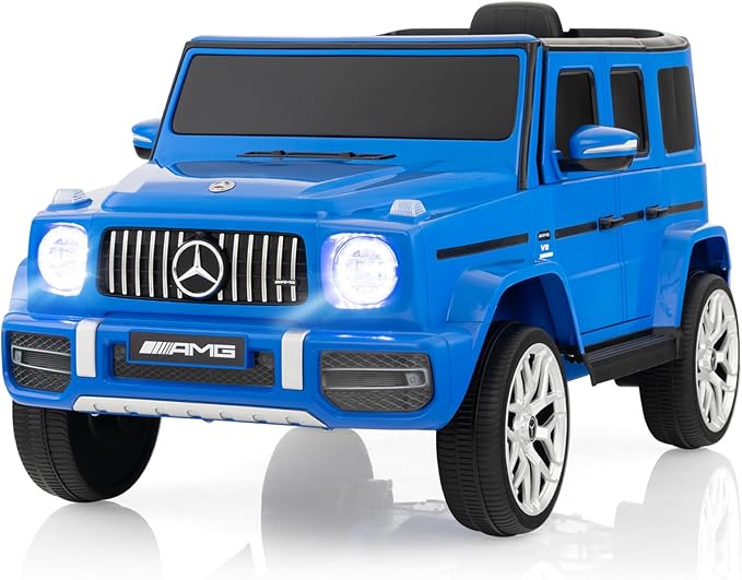 OLAKIDS 12V Kids Ride On Car, Licensed Mercedes Benz G63 Electric Vehicle with Remote Control, Double Open Doors, Music, Bluetooth, 2 Speeds, Wheels Suspension, Battery Powered Driving Toy (Navy)