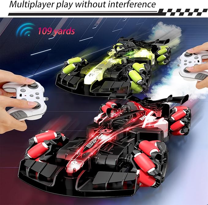 2.4GHz Gesture Sensing Remote Control Car - 360° Spin High Speed Drift F1 Formula Racing, with Spray, Music & Light, 2 Control Mode, Toy for Kids 8-12 Year Birthday Coolest Best Toy (Red)