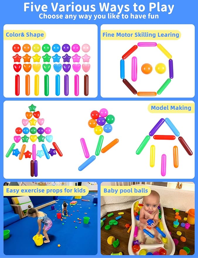 STARBOLO Ball Pit Balls for Toddlers - Colorful 150 Ball Pit Balls Crush Proof Plastic Toy Balls for Toddlers Ball Pits, Ball Pit Play Tent, Baby Pool Water Toys(Rainbow Colors)