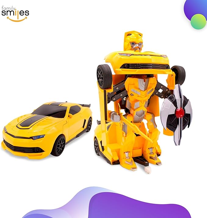 Kids Transforming Robot RC Car Toys for Boys 8-13 Remote Control Gift Yellow